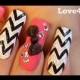 Chevron Nails With 3-D Bow
