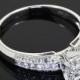 18k White Gold "Three Row Pave" Diamond Engagement Ring