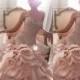 2015 Mermaid Wedding Dresses Pink Tiers Organza Sweetheart Beading Corset Beaded Coral Vintage Bridal Dresses Ruched Ruffles Tiered Gowns Online with $144.19/Piece on Hjklp88's Store 