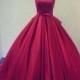 2015 Real Image Wedding Dresses Red Satin Sweep Train Ball Gowns Color Strapless Bridal Ball Dresses Sweep Length Vestido De Novia Custom Online with $126.39/Piece on Hjklp88's Store 