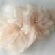 Pale Blush Sash, Petal Pink Bridal Sash, Wedding Belt with Organza Flowers -  MIMOSA