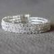 Silver Rhinestone Braclet - Three row design, adjustable.  Perfect bridal, bridesmaide, wedding bracelet jewelry