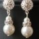 SET of FIVE Pairs, Pearl and Rhinestone Bridal Earrings, Simple Bridal Jewelry, Ivory Bridal White Pearl Bridesmaid Earrings, KATE