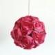 Fuschia Wedding Pomander made from vintage Fuschia Red paper roses Decorations Photo Prop Pink