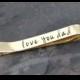 Standard 2 Inch Hand Stamped Brass Gold Color Personalized Tie Bar - Groomsmen, Father's Day, Dad, Grandpa