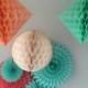 Honeycomb and Tissue Pom Pom Mix DIY Decor Kit - 10 Pom Wheels Hanging Fan Hour Decor - Diamonds - Baby Mobile - Accordion Lantern Paper