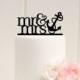 Mr & Mrs with Anchor Wedding Cake Topper - Nautical Beach Cake Topper