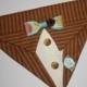 Brown Pinstripe Suit Collar Bandana Sz XS S M