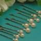 Ivory Pearl Bobby Pins with 2 Pearl Sizes,  Wedding Hair Accessory, Swarovski Pearls in 10 mm and 8 mm Sizes - Set of 12