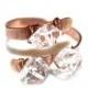 Herkimer Diamond Ring Rose Gold Ring Three Stone Ring Herkimer Ring Pink Gold Rustic Engagement Ring Adjustable Ring Wedding Ring Modern