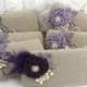 Clutch Linen Bridal and Bridesmaids Clutches, Maid of Honor, Shabby Chic Rustic Wedding in Nude, Silver, Vintage Lilac and Plum -Set of 6