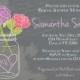 Mason Jar Roses Bridal Shower Invitation,Chalkboard, Roses, Mason Jar, Pink, Purple, Coral, Navy, Mason Jar Wedding Shower - Item 1246