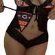 NFL Lingerie Chicago Bears Sexy Cami Top and Lace Booty Shorts Set Plus FREE Matching G-String Thong Panty