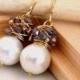 Bridal jewelry - The  Franca - charming earrings with big white shell pearl