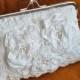 Purse, Clutch, Wedding Bag 30% OFF, Nuno felted Merino,Pure Silk,Victorian Roses, Feathers, Pearls, Ivory, AFFINITY Romantic OOAK TianaCHE