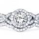 Diamond .70CT Infinity Engagement Ring Wedding Band Set Matching Crossover 14 Karat White Gold