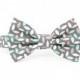 Grey Mint Dog Bow Tie Collar Set Modern Wedding Preppy Dog Bowtie - Jason