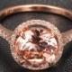 Engagement Wedding Ring 14K Gold, 8mm Round Stone Options: Morganite/Amethyst/Topaz/Garnet/Citrine/Peridot/Aquamarine