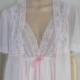 vintage white and pink Dream Away nightgown and robe set Peignoir 1960's wedding lingerie sleepwear