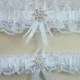 WINTER SNOWFLAKE Wedding Garters White lace Rhinestone Garter