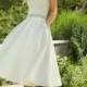 Natural Waist Ruched Tea Length Sleeveless A-line Wedding Dress