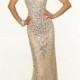 Nude Halter Neck Keyhole Back Beaded Fitted Party Dress