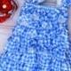 Girls Lace Dress..Winter Wonderland Birthday Outfit..Flower Girl Dress..Vintage Blue Red Outfit..Baby Girl First Birthday Dress..Petti Dress