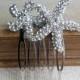 Starfish hair accessories, rhinestone silver Beach Wedding hair comb, beach wedding hair accessories crystal