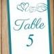 Printable Wedding Table Number Template Download - "Heart Swirls" Oasis Wedding - DIY Wedding Table Card EDITABLE TEXT 4x6 Table Number