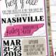Mint & Pink Nashville Bachelorette Party Invitation