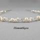 Swarovski pearls crystals Bridal Tiara headband white or ivory Beaded Silver metal band Hair Veil Flower girl Wedding accessories