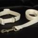 Medium White Wedding Dog Collar 11-15" and Leash