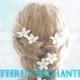 Wedding Hair Accessories, Bridal Hair Pins, Hair Flowers - 6 Rhinestone Creamy White Stephanotis Hairpins
