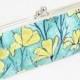 Floral Clutch - Choice of Aqua or Coral- Wedding Clutch - Bridesmaid Clutch - Mother's Day