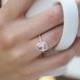1.52ct Cushion raspberry peach champagne sapphire 14k rose gold diamond ring engagement ring