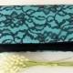 The LENA Clutch - Lace Wedding Clutch - Black Lace and Turquoise Satin, Bridesmaid Clutch, Bridesmaid Gift Idea