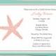 Nautical Bridal Shower Invitations, Wedding, Stripes, Starfish, Set of 10 Printed Cards, FREE Shipping, NASAC, Nautical Starfish Aqua Coral