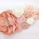 Blush Pink Champagne Wedding Sash with Swarovski Sew on Crystal and Pearls for a Bride, Bridesmaid, Special Occasion