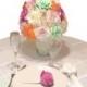 Orchid Rose centerpiece, Paper flower wedding table decor, Mint green Orchid & Orange centerpiece, Bridal shower decor, Floral arrangements