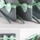 Bridesmaids Gifts Wedding Party Purses - Set of 5 Gray with Little Mint Bow Clutches