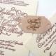 Calligraphy Bride and Groom Names Wedding Invitation with Engraved Wood Tag Custom Monogram and Colors