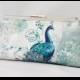 Silver and Turquoise Teal Blue Bag Peacock Clutch Handbag For Wedding Bridal gift or Bridesmaids Gift for Holiday Wedding with Peacock