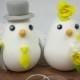 Love Birds Wedding Cake Topper with clay base and rings (Choice of Color) -- Custom order for Ring Pillow -- NEW