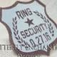 Ring Security Badge Pin - Ring Bearer Gift - Rustic Beach Wedding - Brown Burlap Pale Blue - Personalized Custom Wedding Date - BE Lapel