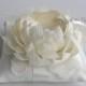 Ivory  Wedding ring pillow with flower and satin ribbon---ring bearer pillow, wedding rings pillow