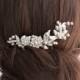 Wedding Hair Comb Bridal Hairpiece Champagne Pearl Leaf Comb Vintage style Powder Almond Swarovski Pearl Wedding Hair Accessories MIER SMALL