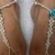 Barefoot Sandals Beach Wedding   Yoga Shoes Foot Jewelry  White Beads and Turquoise Flowers