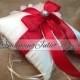 Romantic Elite Ring Bearer Pillow with Delicate Pearl Accent...You Choose the Colors..BOGO Half Off...shown in ivory/red