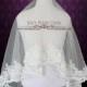 Cathedral Length Ivory Floral Lace Edge Mantilla Veil 