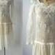 Vintage White Flapper Style Dress, Crochet Lace 70s Dress, 1970s White Lace Dress, 1920s Style Lace Dress, White Vintage Lace Wedding Dress